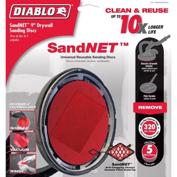 Diablo Diablo SandNet 9 in. L X 9 in. W Ceramic Blend 320 Grit Ultra Fine Drywall Sand Pad DND090320H05G - main